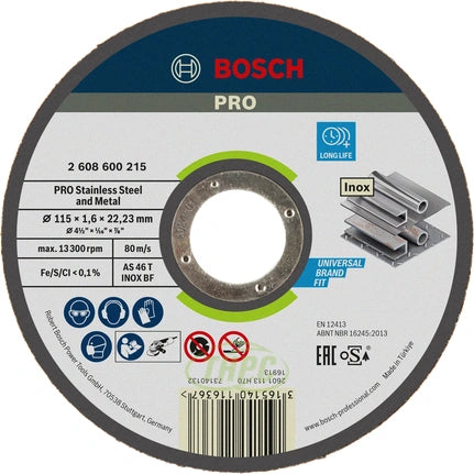 Disco de corte BOSCH PRO Inox y Metal · 115 mm