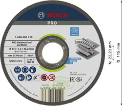 Disco de corte BOSCH PRO Inox y Metal · 115 mm